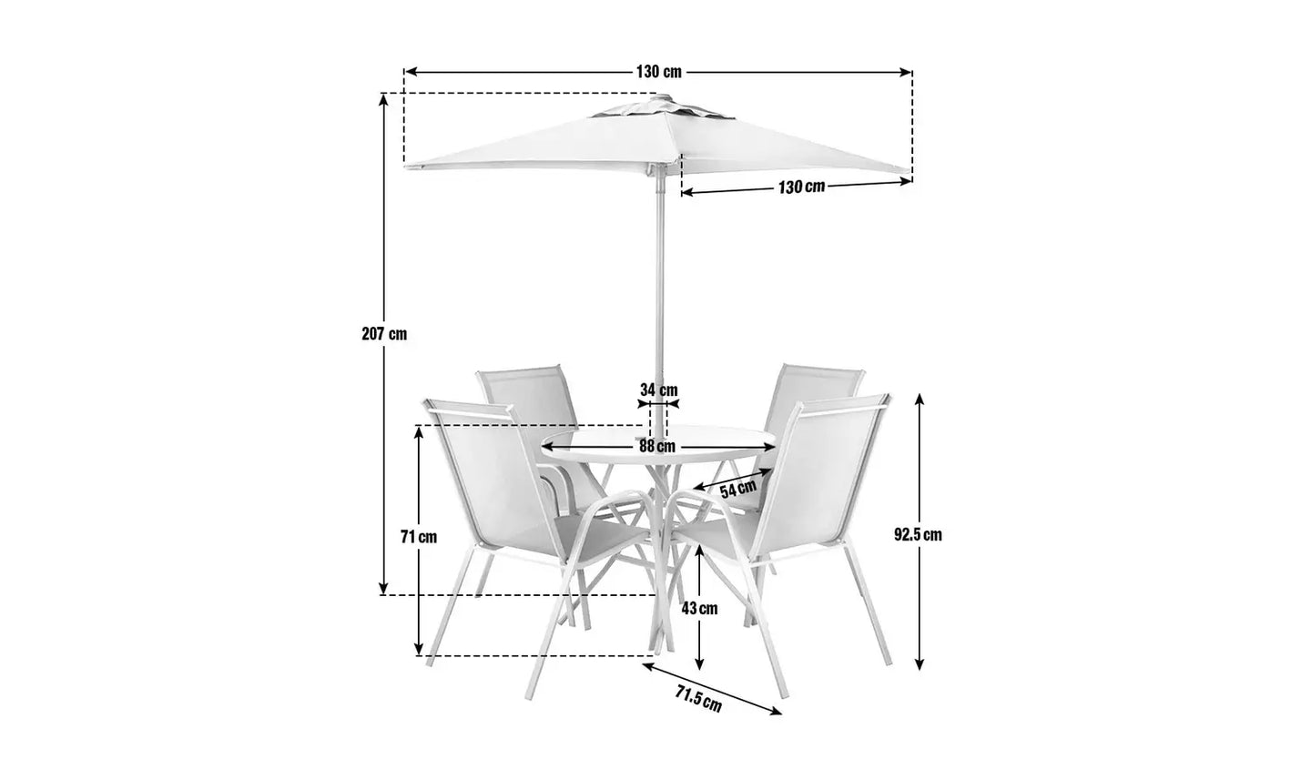 Sicily 4 Seater Metal Patio Set - Grey